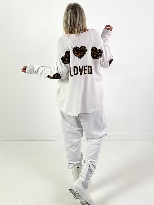 Strickpullover Modell "Loved Edition" - weiss