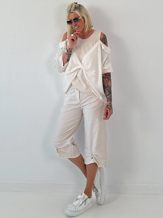 Tunika mit integrierten Top - beige