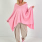 Oversized Sommerstrick Poncho - rosa