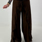 Wide-leg trousers with tie frill - chocolate