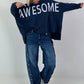 Oversized Hoodie Awesome - night blue