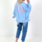 Oversized Sweater Dog Mom - Light Blue