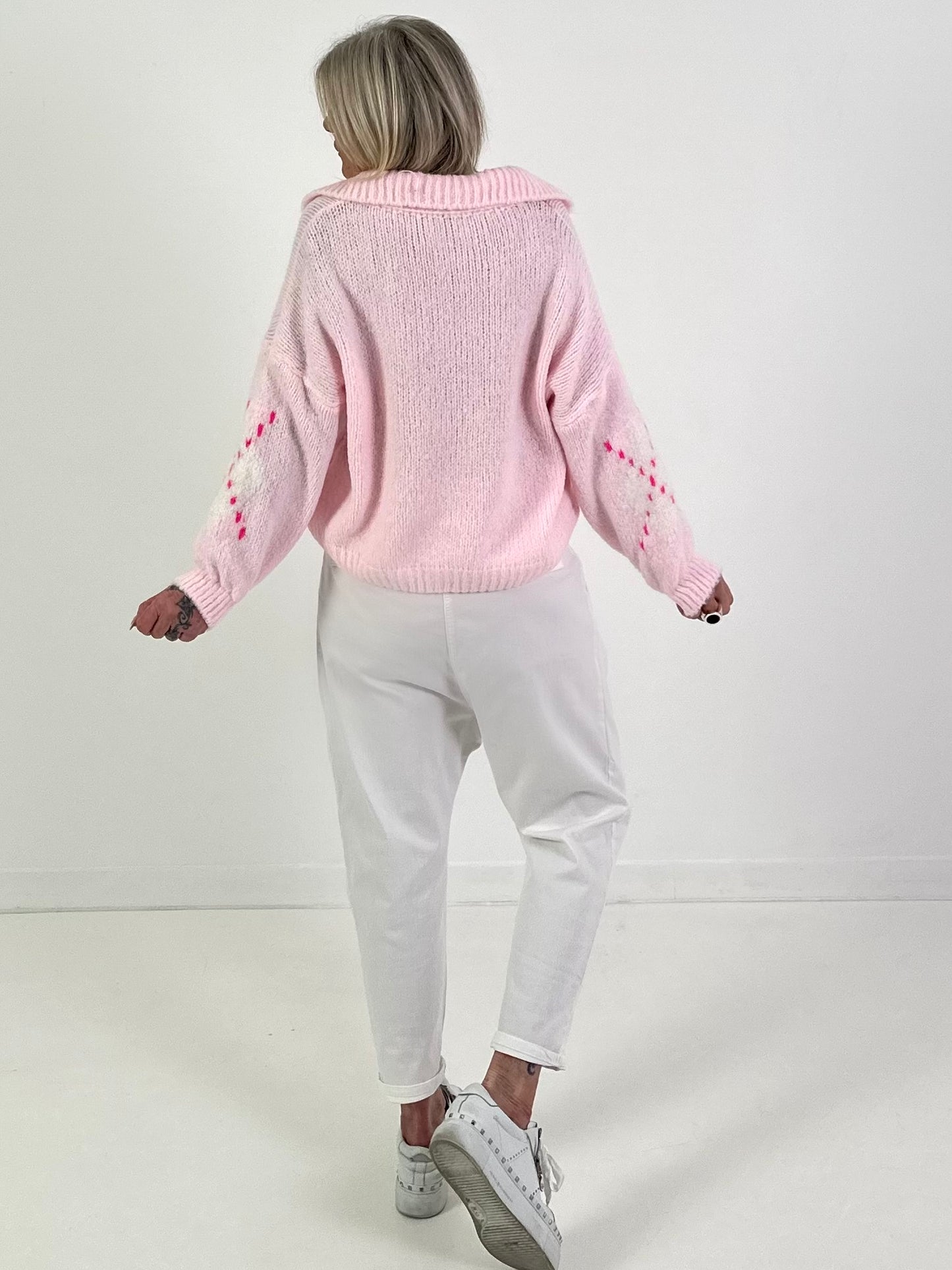 Pullover Modell "Cozy Diamond Knit" - rosa