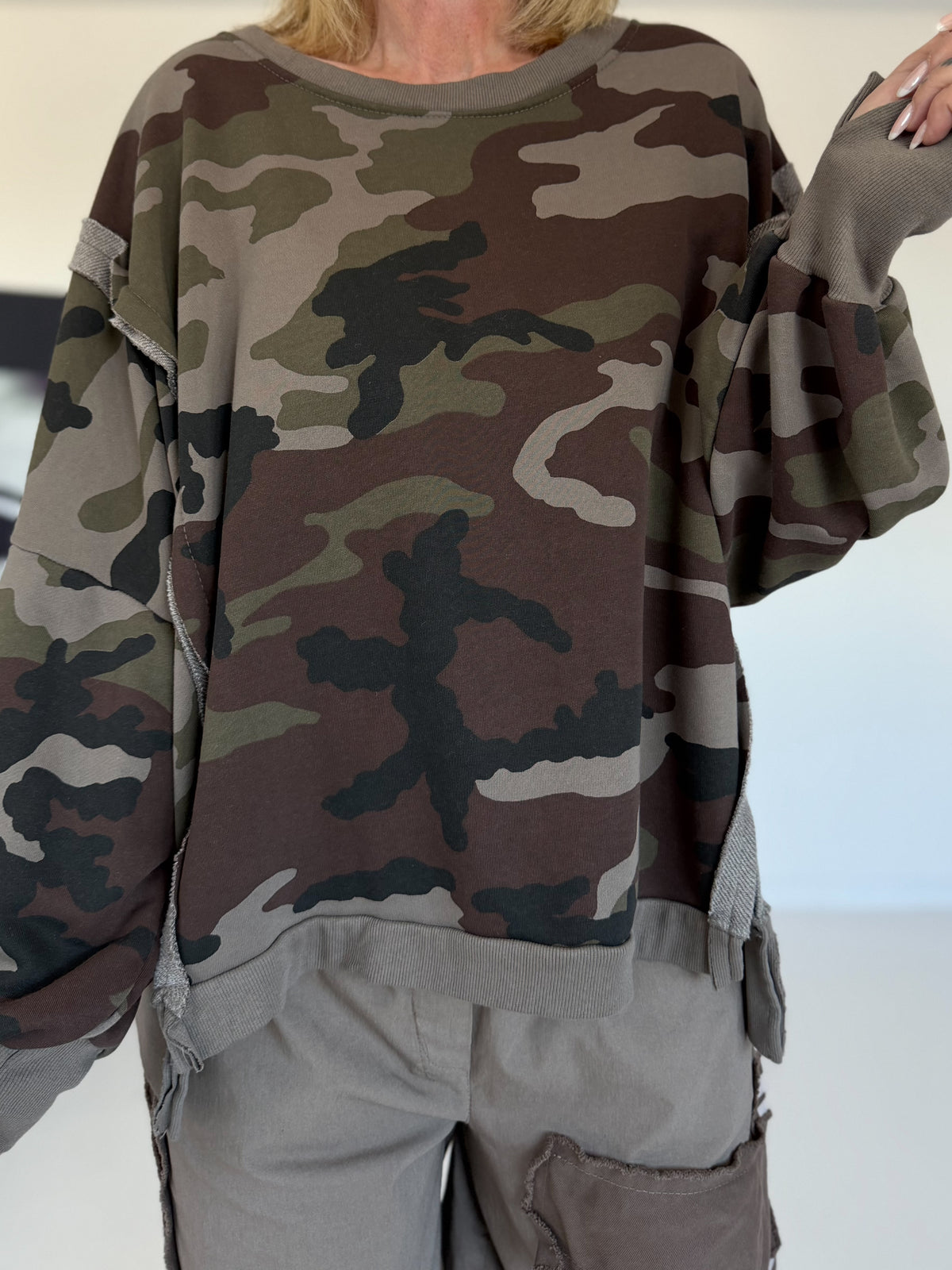Sweater im Camouflage-Look - taupe-mokka-mehrfarbig