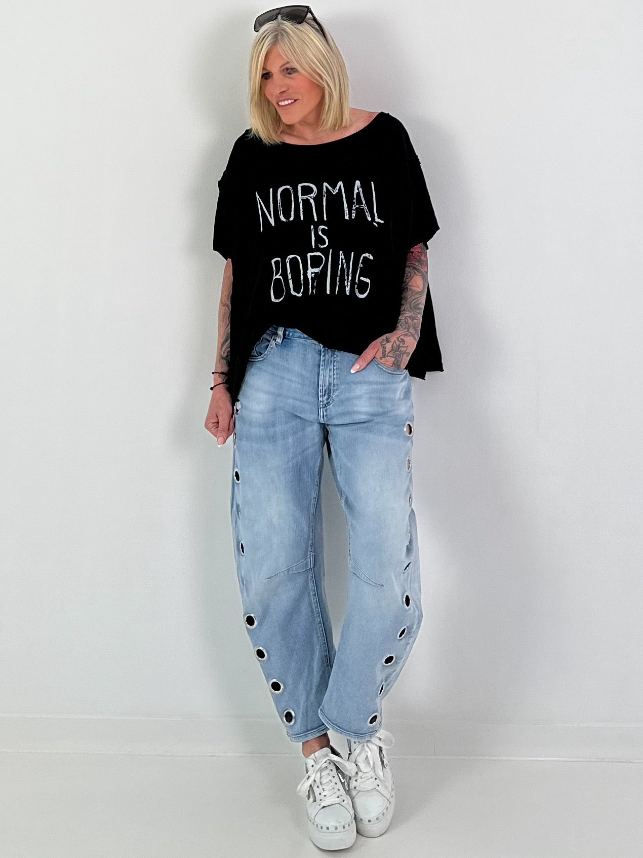 Oversized Shirt Normal is Boring - black