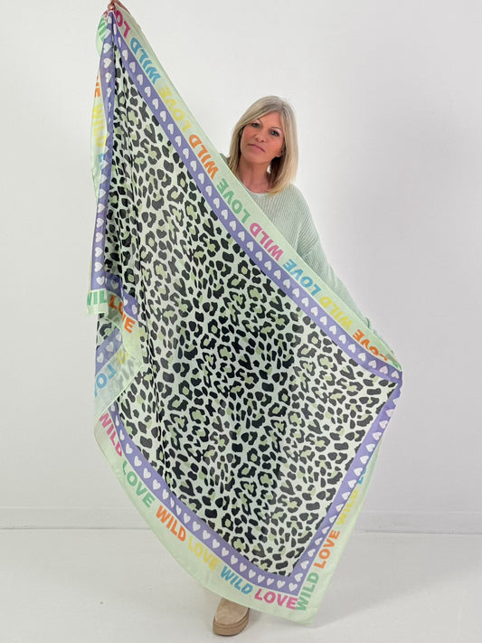 Tuch Modell "Wild Love" - mint-mehrfarbig