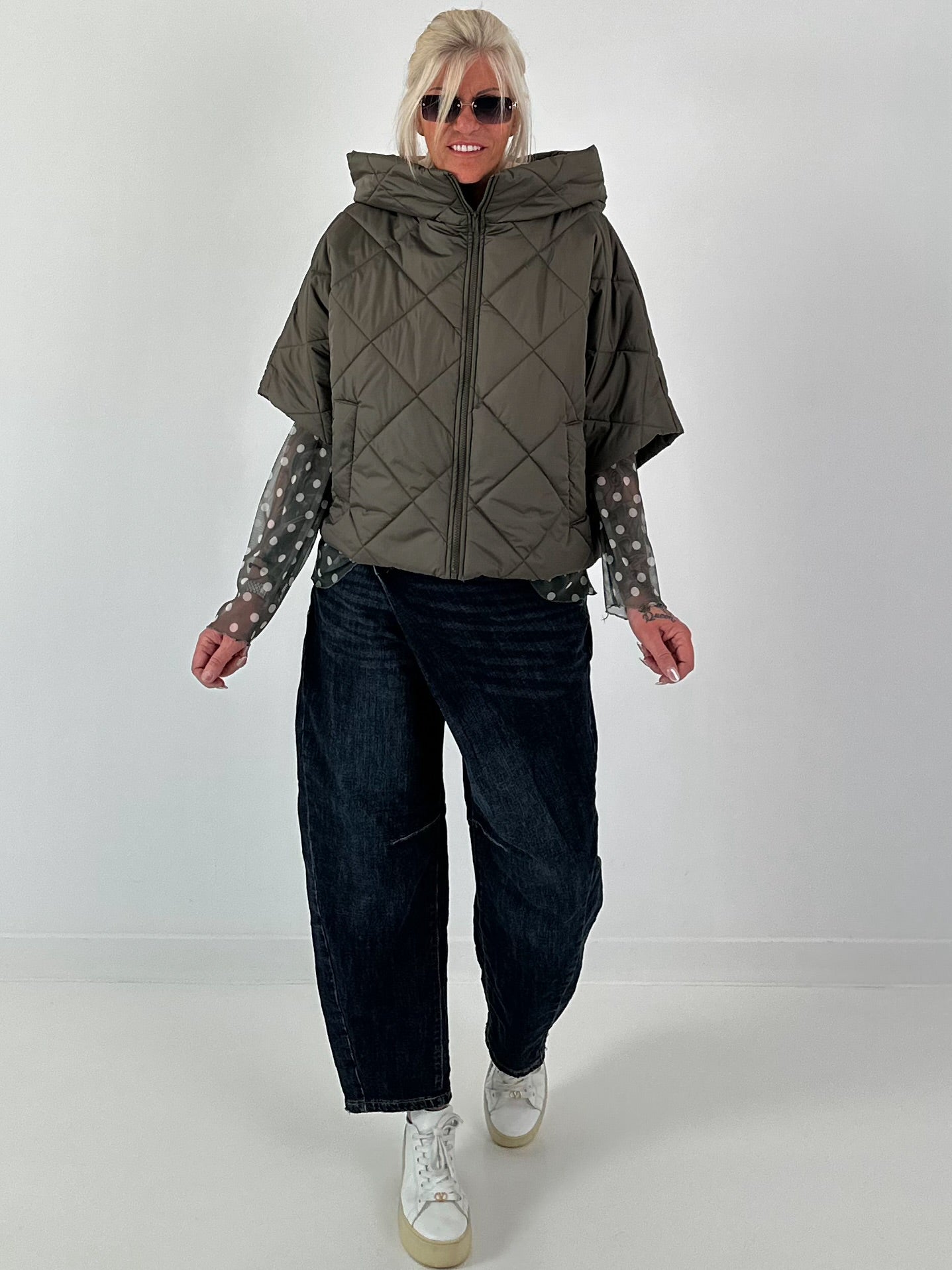 Jacket with XL collar and hood - olive
