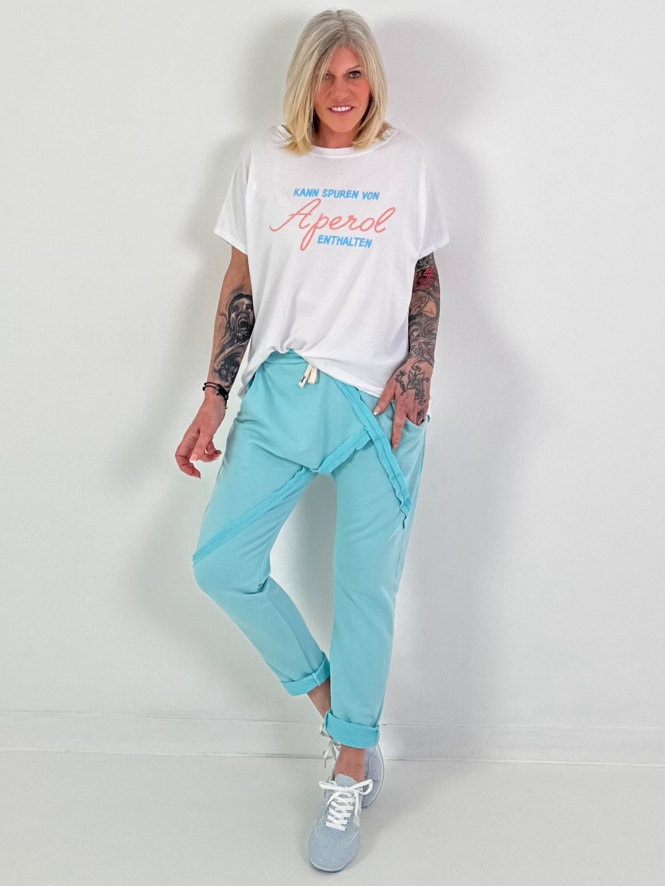T-Shirt Statement - weiss-hellblau
