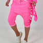 Kurze Baggy mit Zipper Details - neonpink
