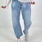 Bottle jeans with a horizontal seam - denim