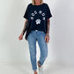 Oversized T-Shirt Dog Mom - dunkelblau