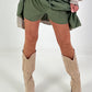 Skort with ruffles - khaki