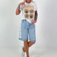 T-Shirt with Shell & Sun Print - white