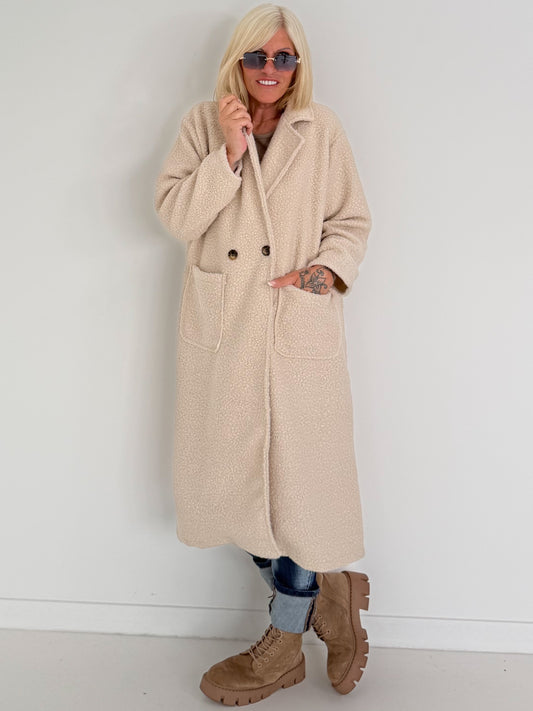Weicher Bouclé Mantel - beige