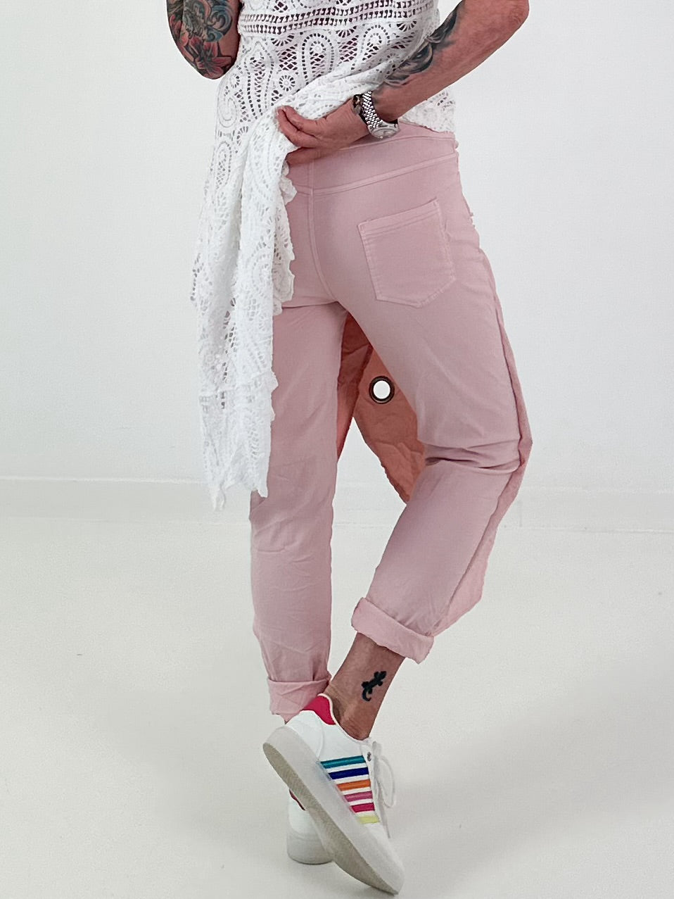 Stylische Hose im Knit-Look - rosa