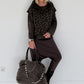 Kurzarm-Hoodie mit All Over Leo-Print - mokka