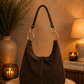 Genuine leather bag with elaborate details - mocha