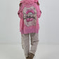 Stylische Sweatshirt Jacke mit großem Rückenpatch Dollar- rosa