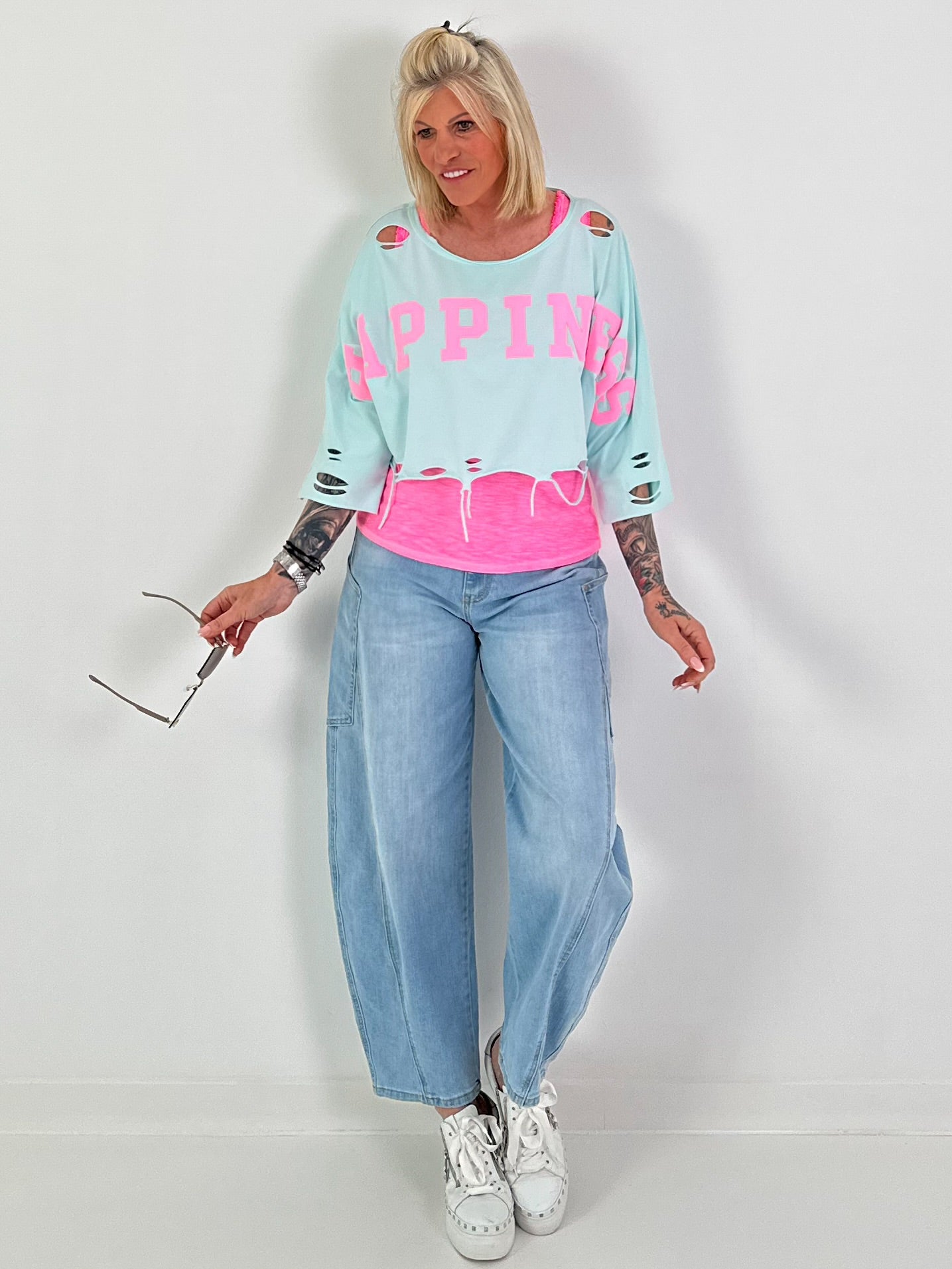 Cropped Sweater Happiness - mint