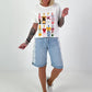 Sweat T-Shirt mit Print - weiss