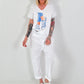 T-shirt with shoe print and glitter details - white-light blue