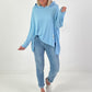 Feinstrick Hoodie - hellblau