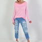Shirt met watervalhals - roze