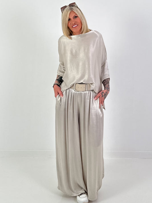 Two-piece satin look - beige