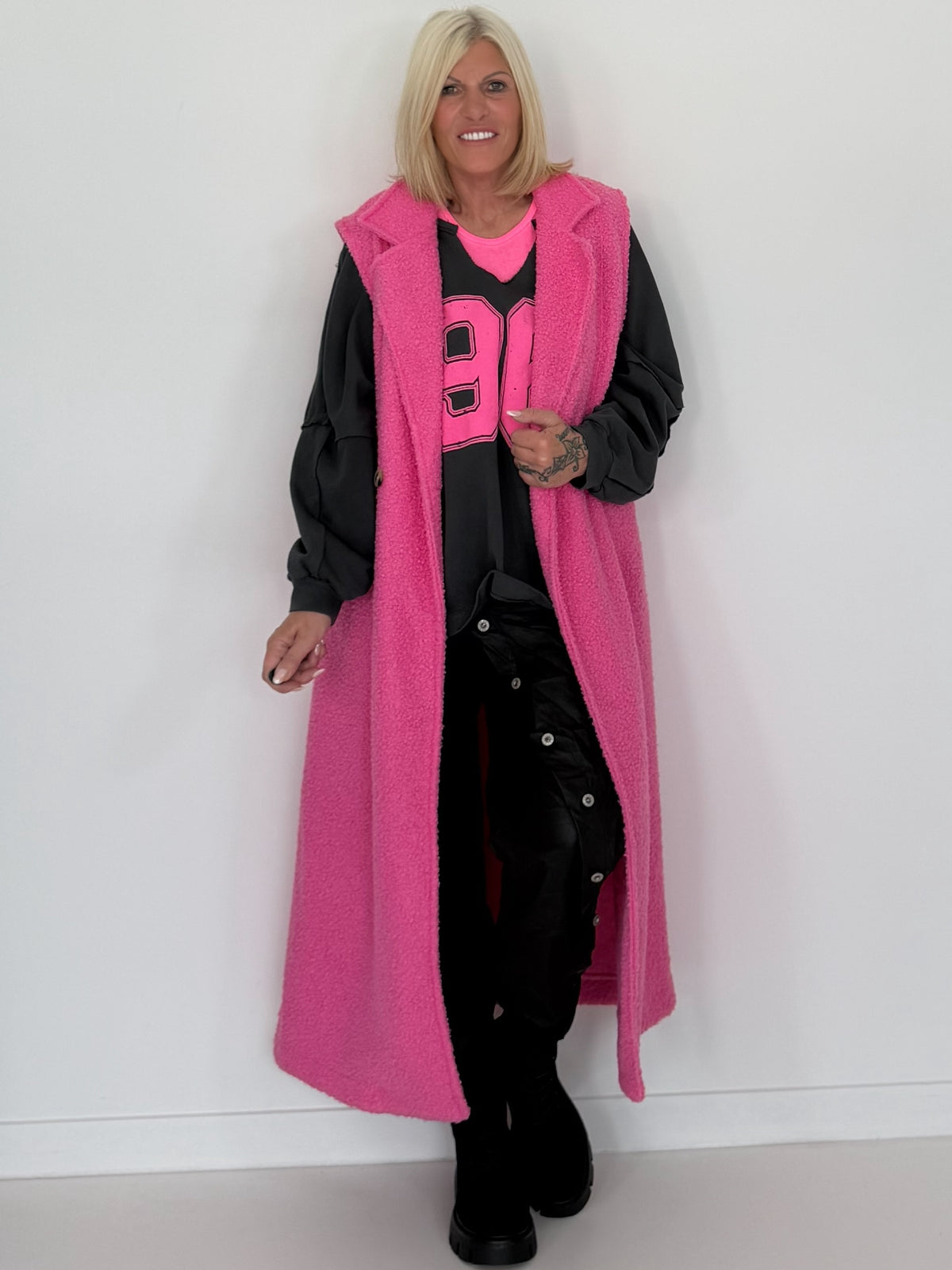 Bouclé Longweste - candypink