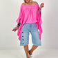 Tunic with side ruffles - neon pink