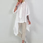 Oversized asymmetrical blouse with tie - white