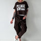 Kurzes Kastiges Shirt mit Print - schoko