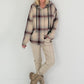 Plaid hooded shacket - beige-bordeaux-multicolored