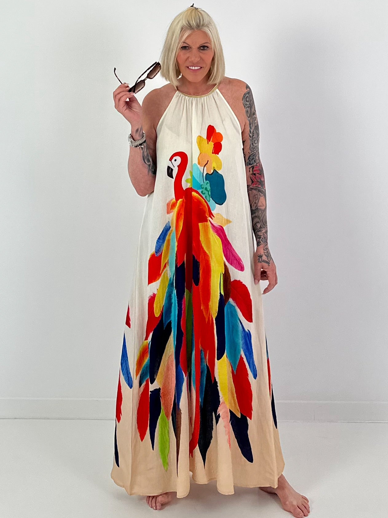 Printed ombré dress - beige multi-colored
