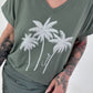 T-shirt with glitter palm trees - khaki