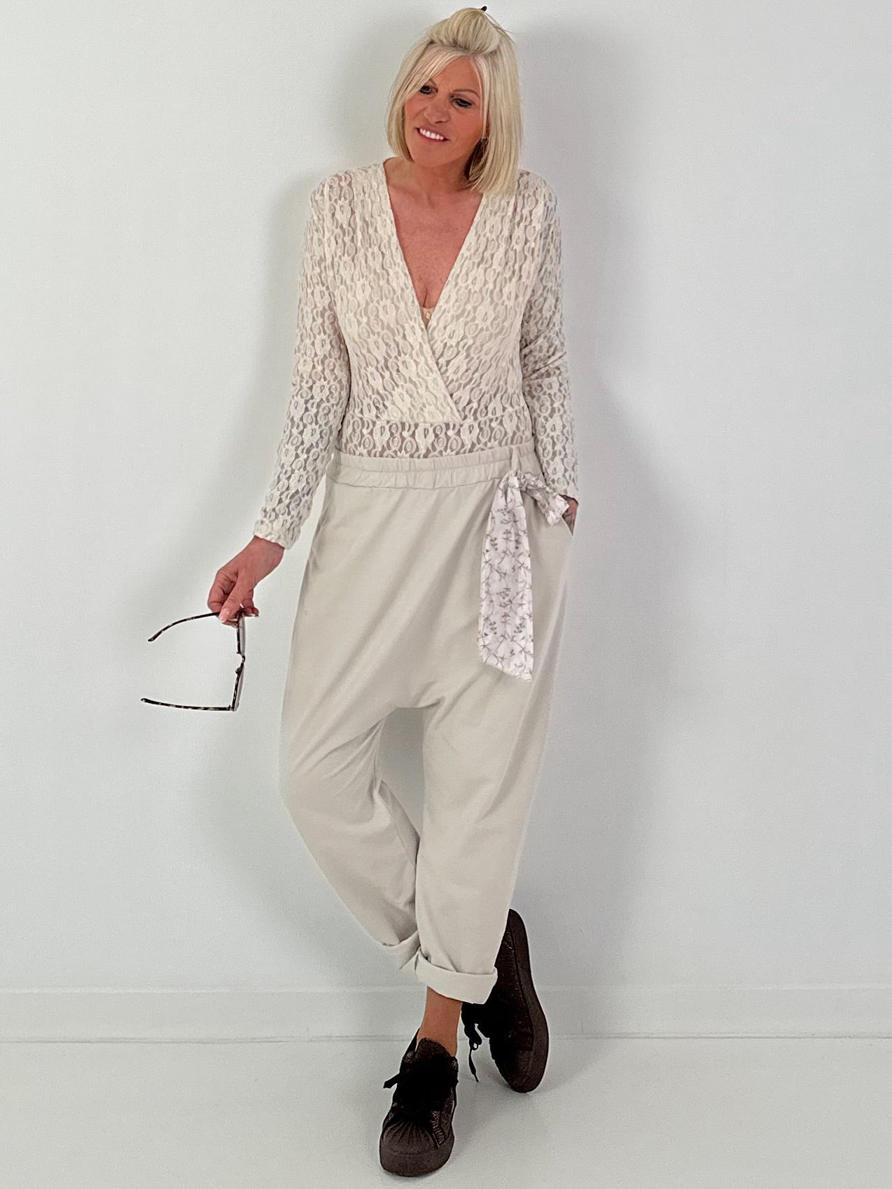 Kanten bodysuit - beige