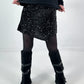 Shorts with overlay and sequins, model "Glam Motion" - black