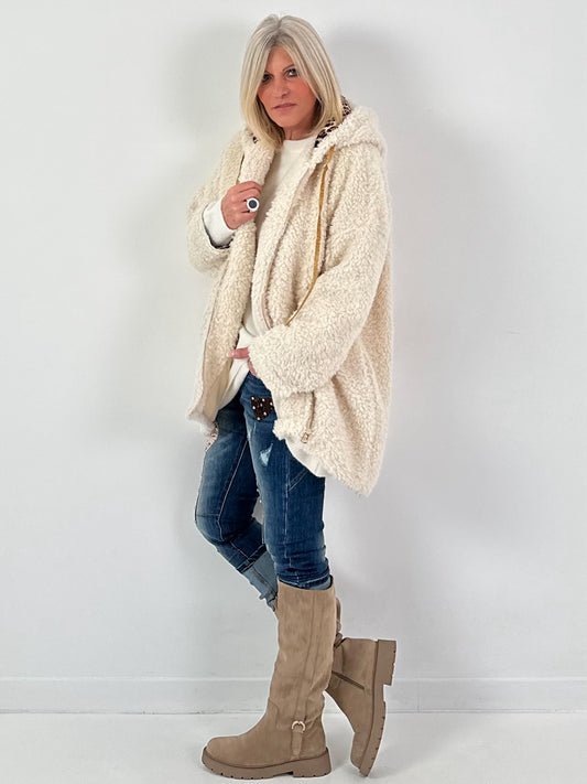 Hooded jacket, model "Hooded Ted" - ecru