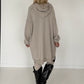 Oversized Long-Sweatjacke im Used-Look - beige