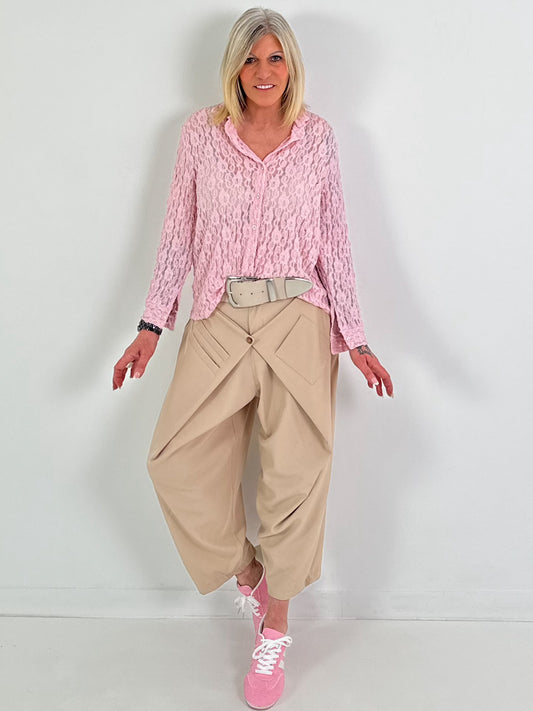 Spitzenbluse mit Muster - rosa