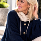 Kuschelige Oversized Strickjacke mit Außennähten - marine
