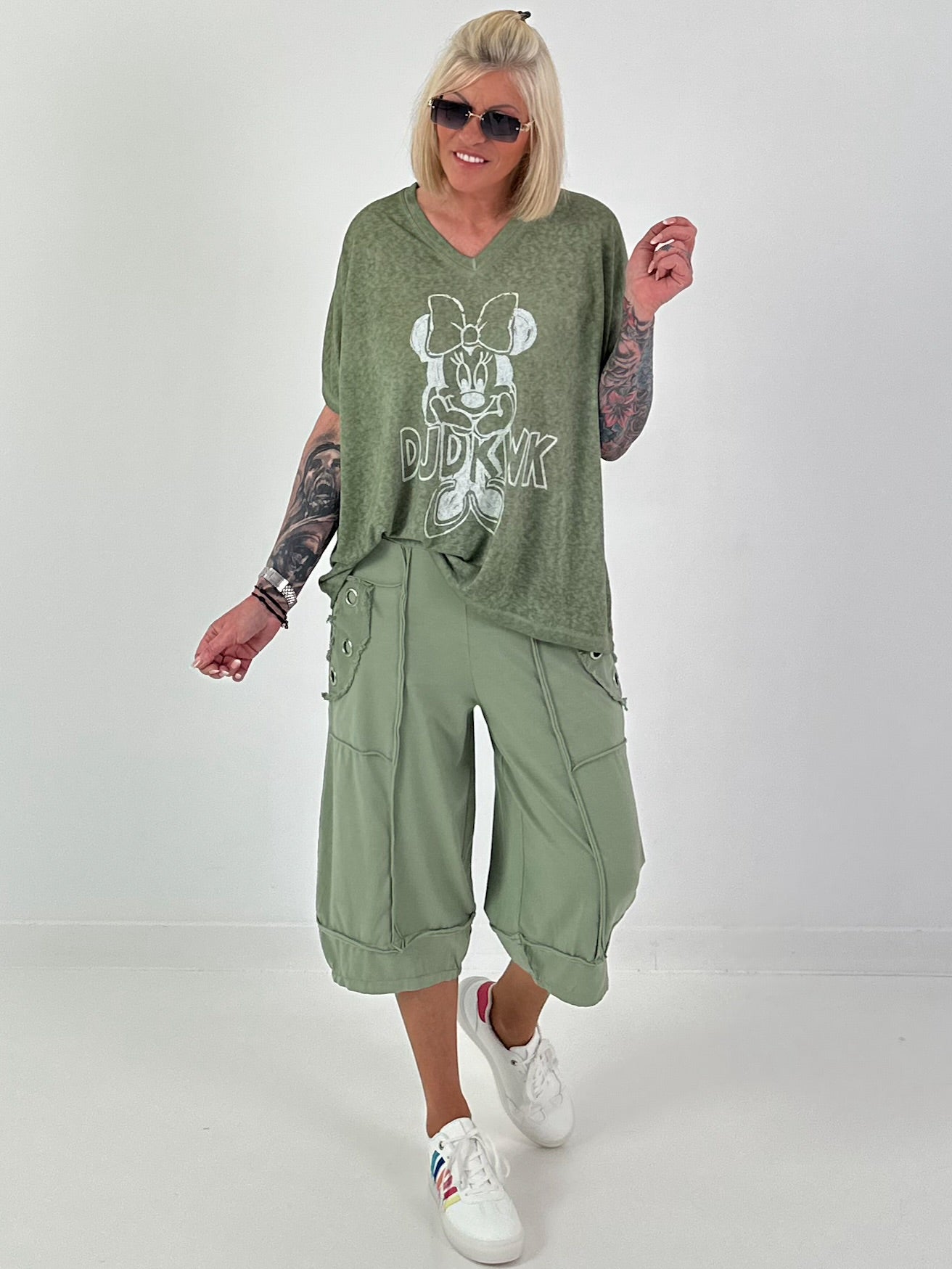 Fine knit shirt Mouse - khaki