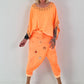Poncho Shirt mit Leo Print - neonorange