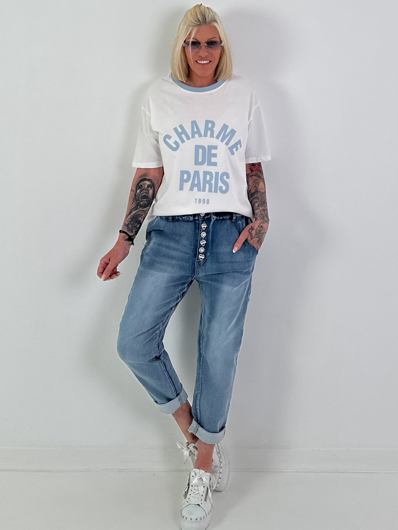 T-Shit Charme - weiss-hellblau