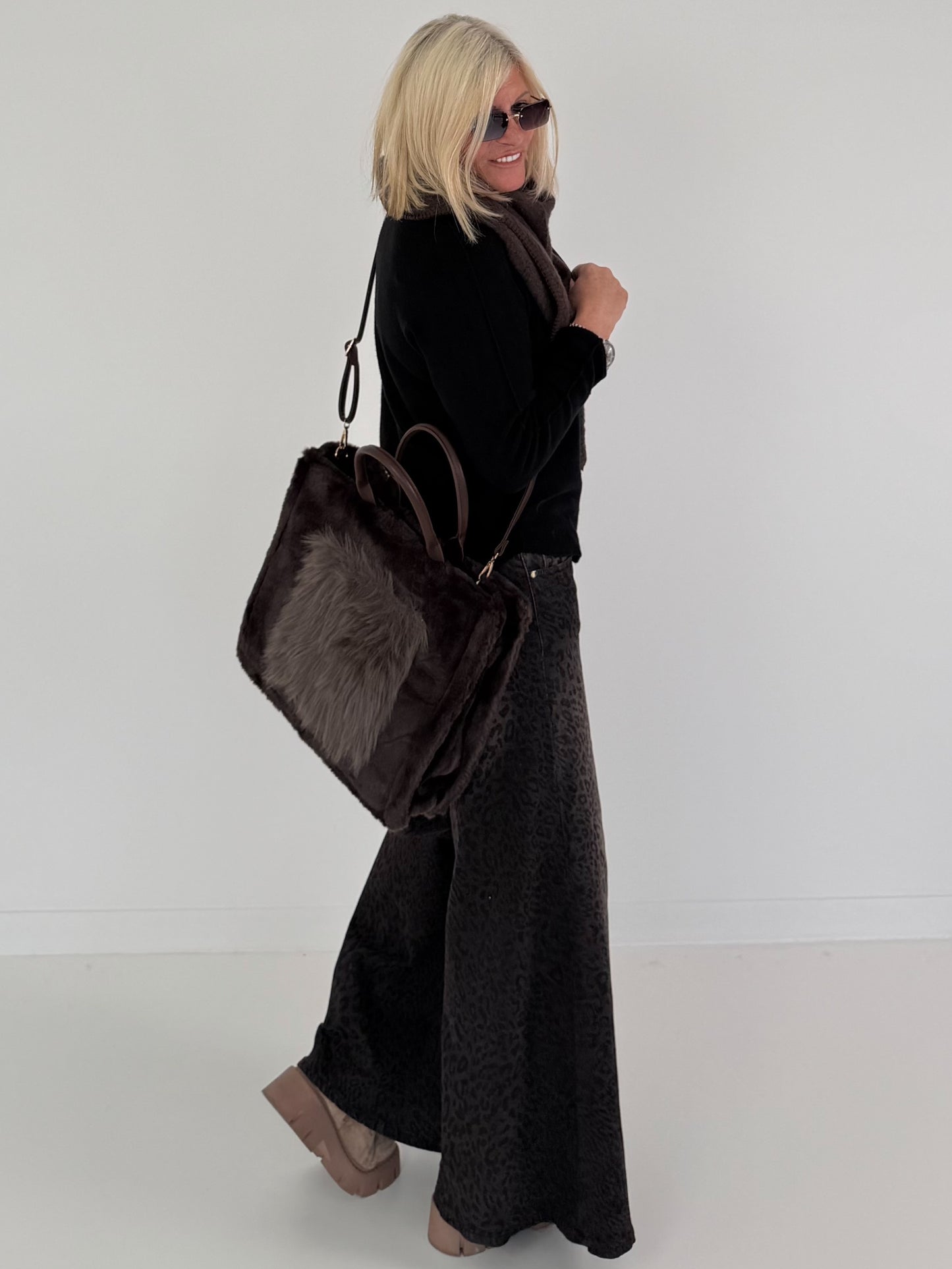Weicher Basic Pullover - mokka