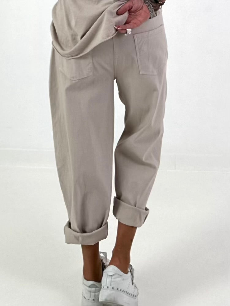 Balloon trousers with overlay - beige