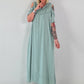 Dress with cold shoulder and hood - sage