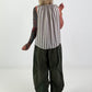 Streifen Top mit Rüschenkragen - taupe-beige