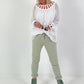 Silk Tunic with Crocheted Neckline - White
