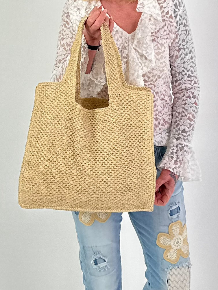 Gehäkelter Shopper - beige